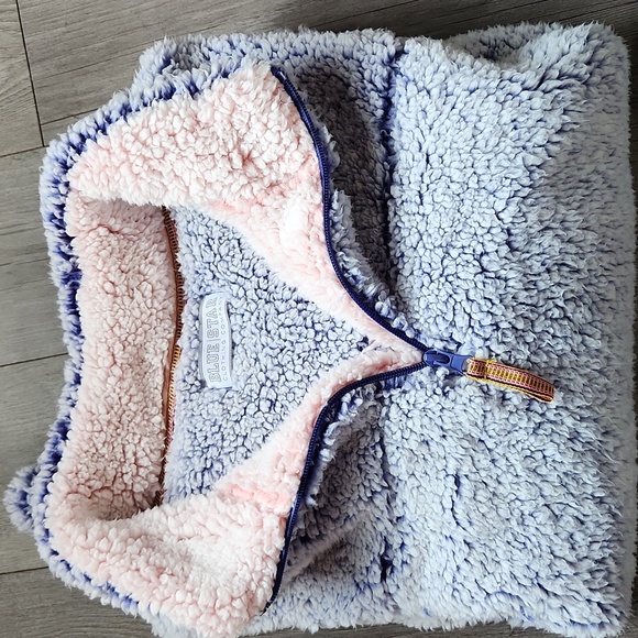 Snuggle Cozy Sherpa Teddy Half-Zip pullover Size Large Snow Day Winter Warm - Picture 6 of 8